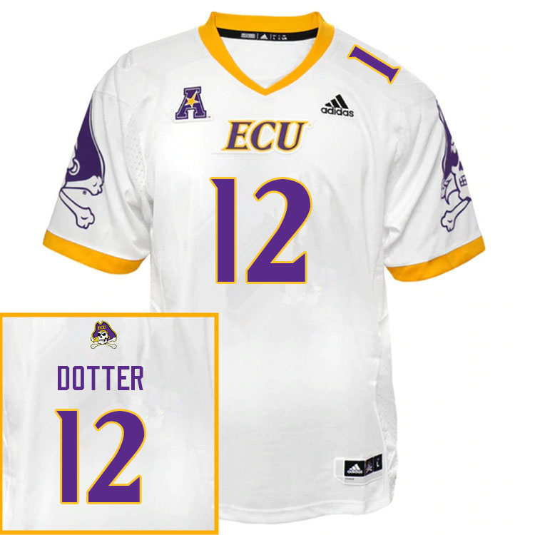 Men #12 Dru Dotter ECU Pirates College Football Jerseys Sale-White